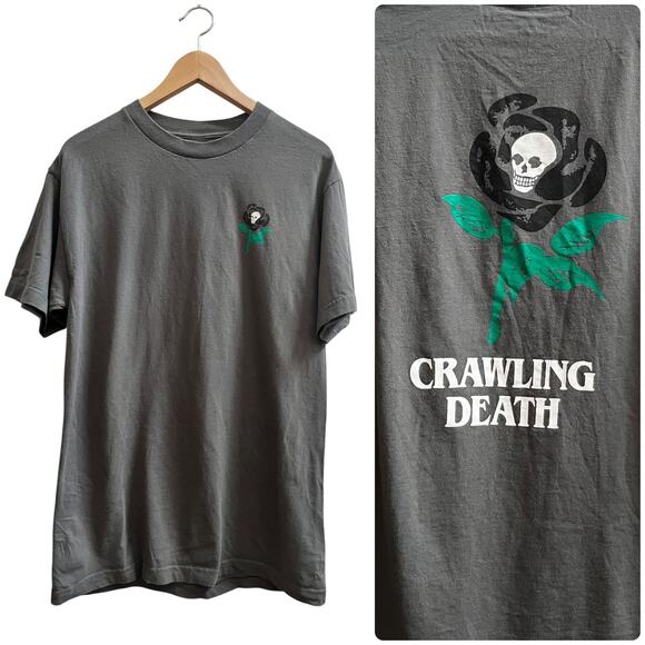 Crawling Death Men’s Gray Skull Graphic Tee Shirt Medium Skater Streetwear Emo - Picture 1 of 11